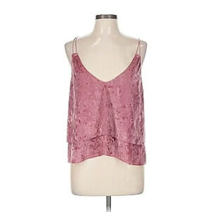 Express One Eleven Size XS Tank - Pink Velour Tiered Crop Spaghetti Straps